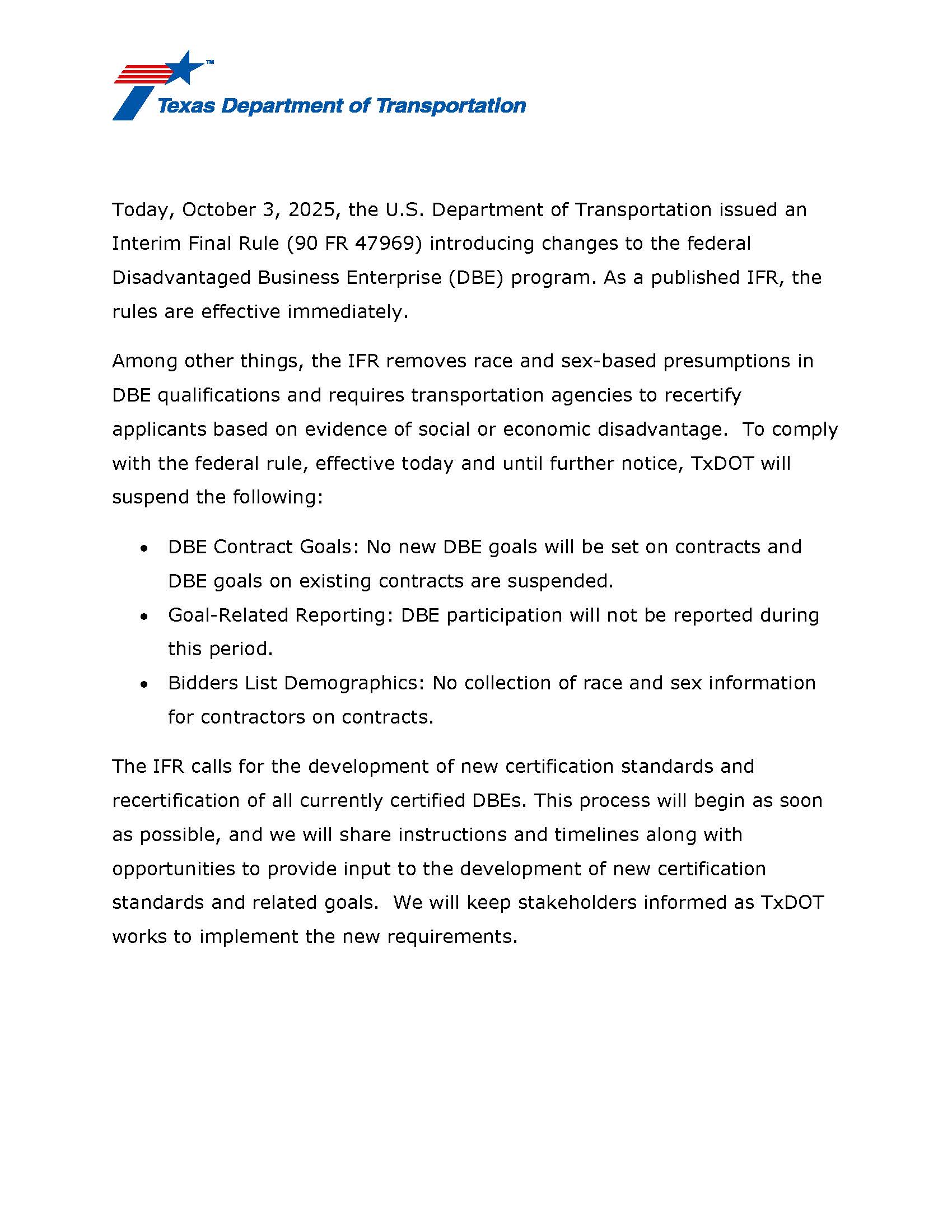When Compliance Becomes Exclusion: Civil Rights Implications of USDOT’s New DBE Rule